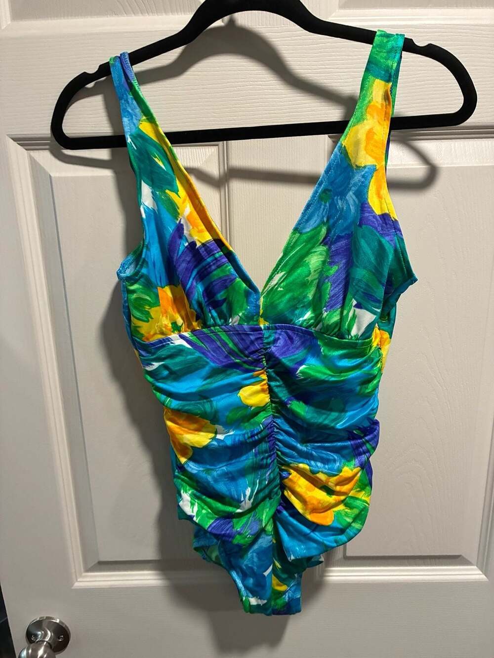 Gabar Vintage Floral Print Ruched One-Piece Swimsuit Size 12